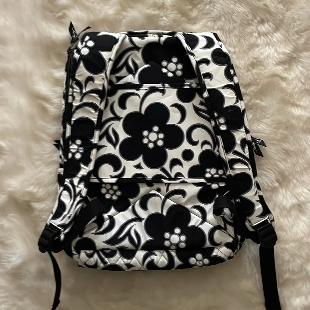 Black & White Vera Bradley Large Backpack Laptop Sleeve Tote